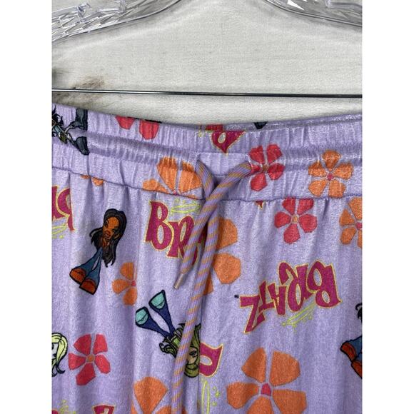 Bratz Women's Sleep Pajama Pants Sz XXL Purple Floral Fleece Pull On Cozy Boho - Picture 2 of 10